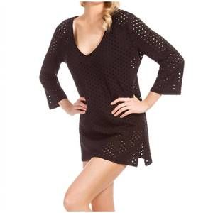NEW ECO SWIM jacquard 3/4 sleeve tunic in eco black
